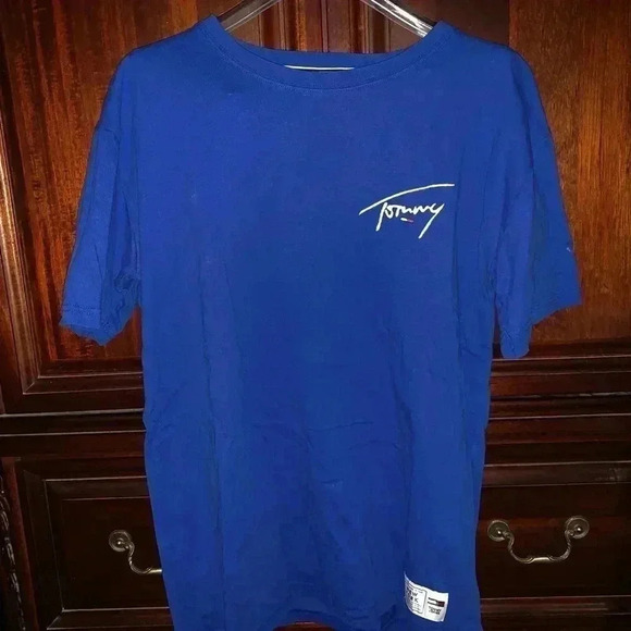 TOMMY JEANS SIZE M BLUE SHIRT PREOWNED - Picture 1 of 8